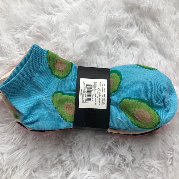 Accessories - AVOCADO EGGPLANT & FOOD 6 PACK NO SHOW SOCKS 4-10
